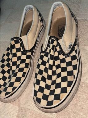 Vans Kids Slip-On Checkerboard Sneakers - Black & Cream